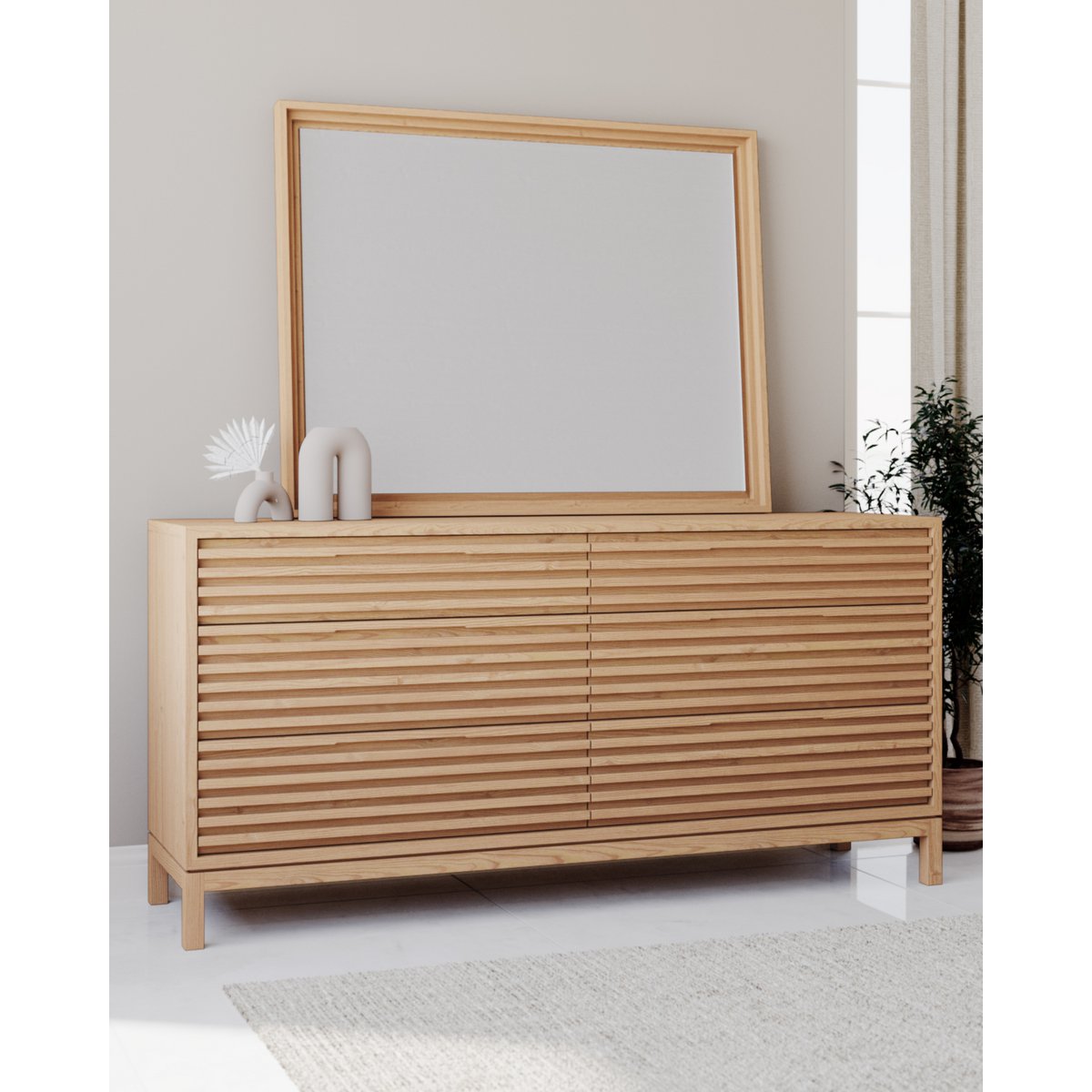 Tanner essenhouten dressoir met zes laden in vlas