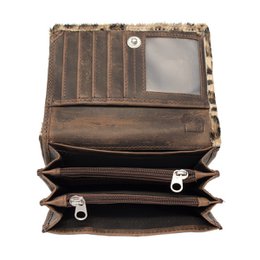 Cartera Mujer Piel Marron Oscuro RFID En 8 Estampas – Arrigo