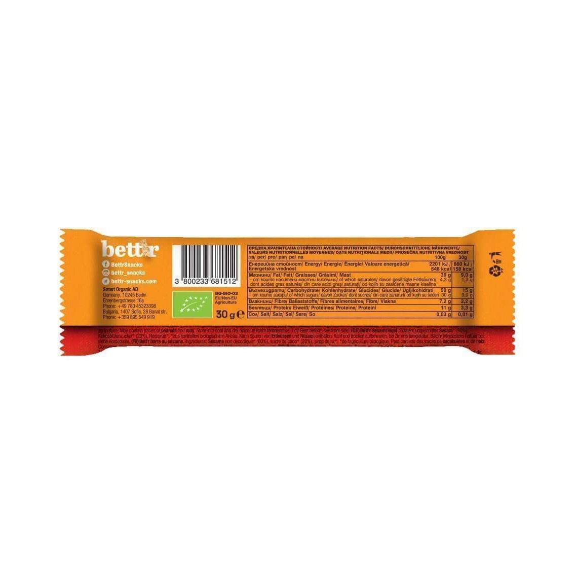 Wholeseed Sesame Bar, organic, Bett'r, 30g