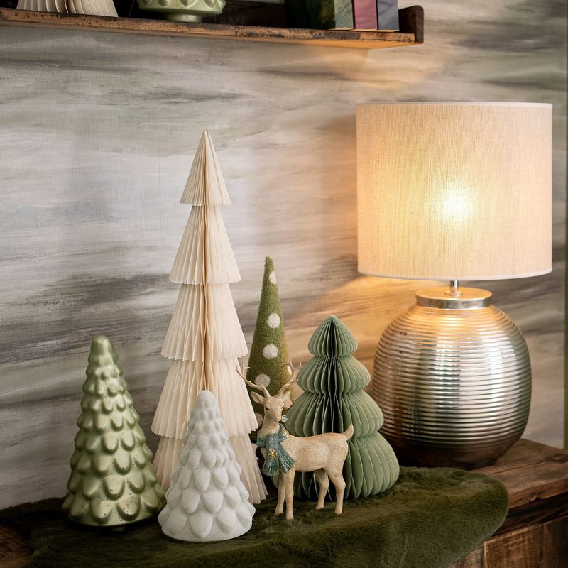 Honeycomb Christmas tree made of paper/cardboard, green (W/H/D) 35x50x35cm