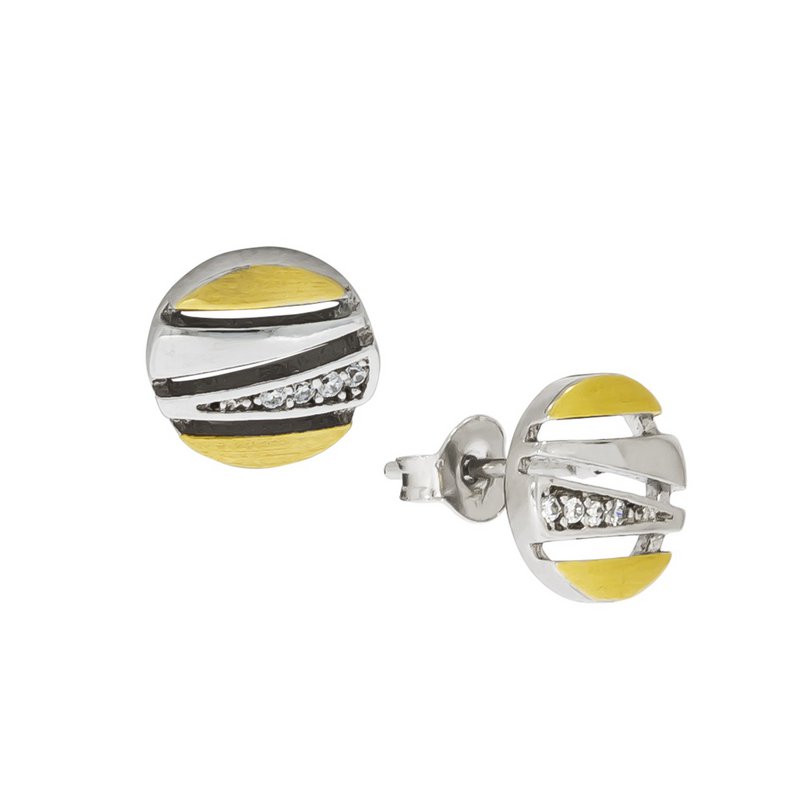 Ohrstecker 925 Silber zweifarbig Zirkonia