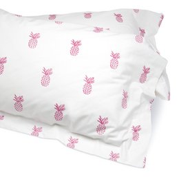 Ananas dynebetræk og pudesæt Hot Pink