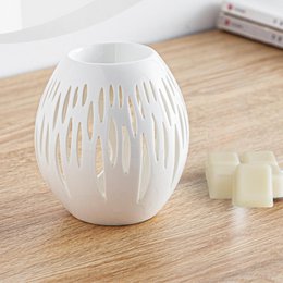 Bruciaprofumo Serie Céramy – Ovali Bianchi – Portacandela in Ceramica Laccata – Diffusione di Cere Profumate, Oli Essenziali – Idea Regalo Decorativa
