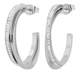 "Vanessa" double hoop earrings made of stainless steel with silver trim