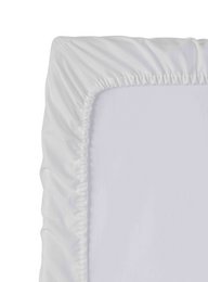 Soft, breathable organic cotton crib sheet in a classic white color, designed for maximum comfort and quality for your baby.