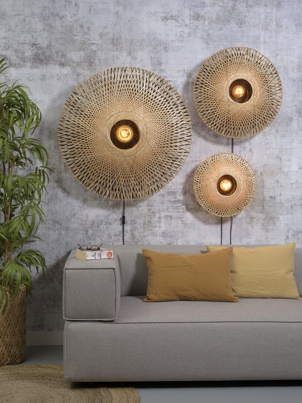 Wandlamp Kalimantan bambusplade, S