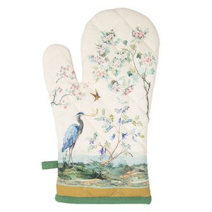 Ofenwant 18x30 cm Beige Baumwoll -Tropenmotiv -Ofenhandschuh