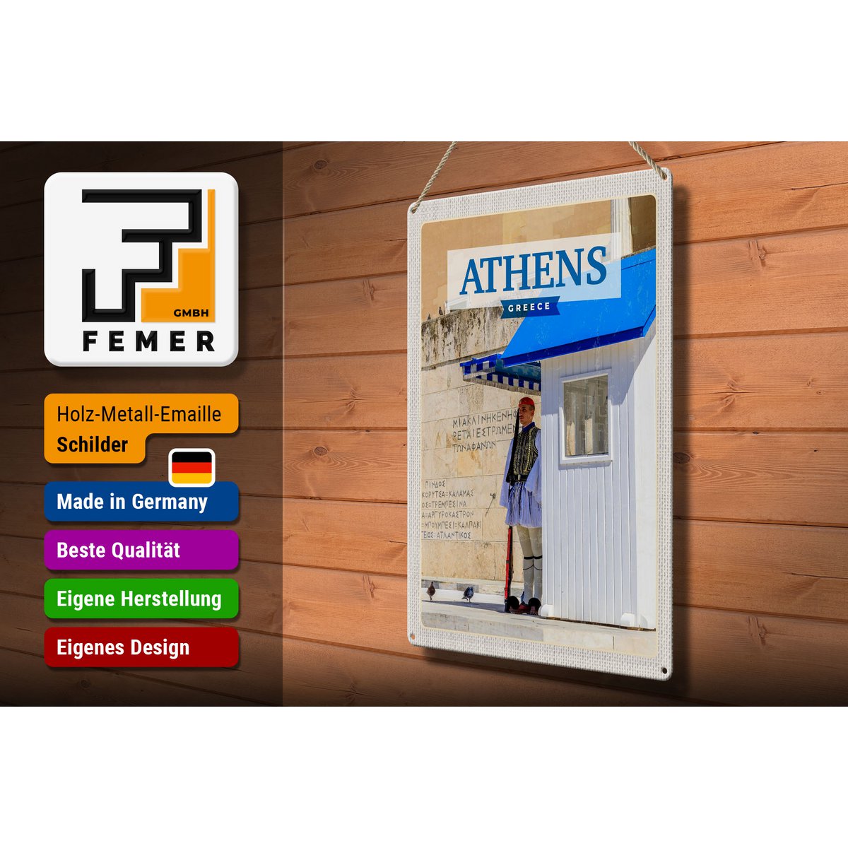 Tin Sign Travel 30x40cm Athens Greece Evzone Guard