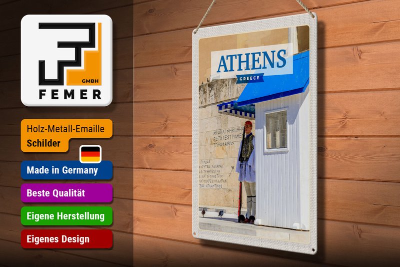 Tin Sign Travel 30x40cm Athens Greece Evzone Guard
