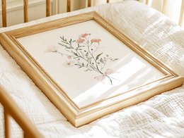 Errötende Frühlingsblumen mit Bug, rosa Wildblumenplakat, Wildblumen -Bouquet -Druck, Blumendruck, botanisches Plakat, Blumenplakat, Blumendruck, Wildblumenplakat, Blumen -Kindergarten -Plakat, Pfirsichblumen