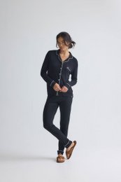 Langes Pyjama-Set aus Bambus in Schwarz