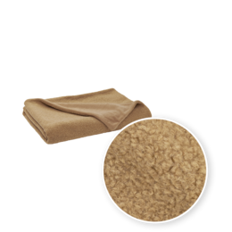 Cozy toffee-colored curly blanket, 130x170cm in size, made of soft, plush material.