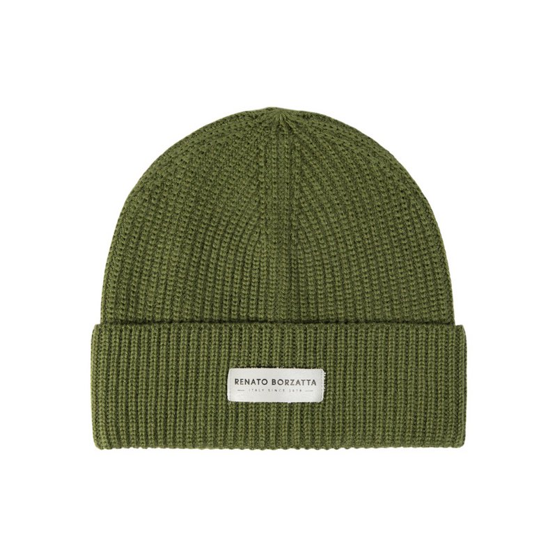 RB5004E | Sharp set and cap in a mixed Made in Italy wool shirt. Green color - single size