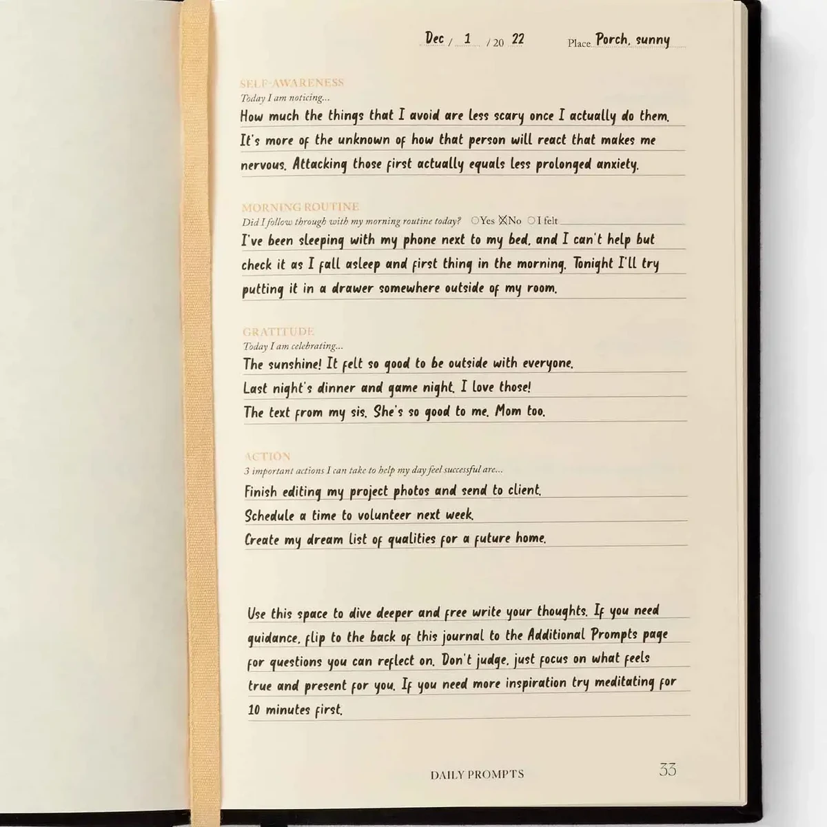 Opmerkingen voor Mindfulness Journal, dagelijkse begeleide reflectie