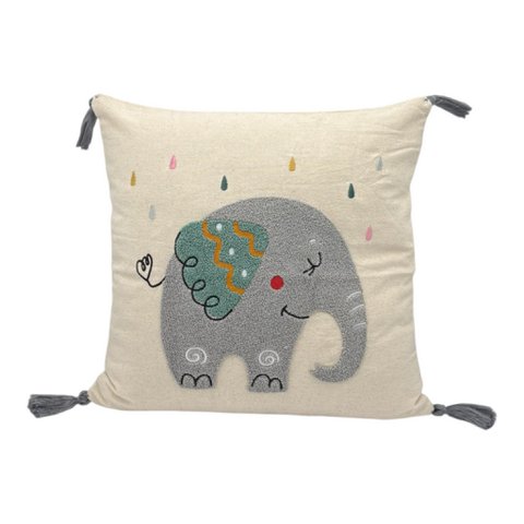 Decorative pillows with punch embroidery - kids - elephant blue - 43 x 43cm