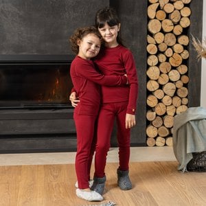 Kids' Merino 250 Long Sleeve Set Royal Cherry