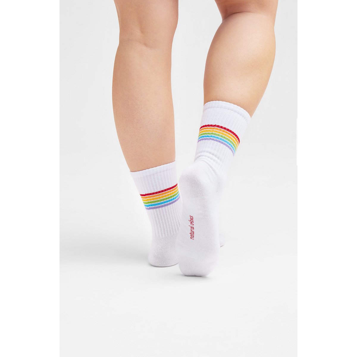 Organic Socks Stripes - white tennis socks with colorful stripes
