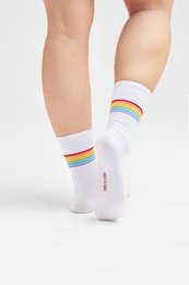 Organic Socks Stripes - białe skarpetki tenisowe w kolorowe paski