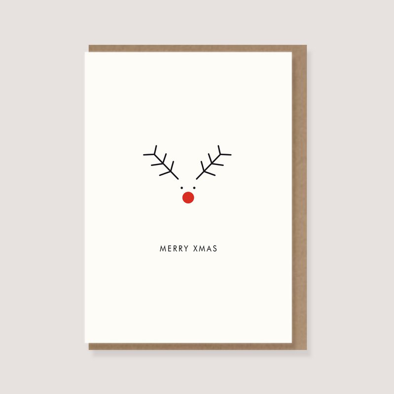 Foldekort med konvolut - "Moose - Merry Xmas"