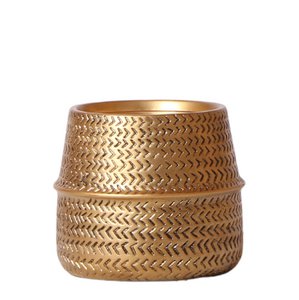 Hummingbird Home | Groove flower pot - Golden ceramic decorative pot - pot size - Ø9cm