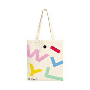 Mehrfarbige Canvas-Einkaufstasche mit Buchstaben und Slogan-Print