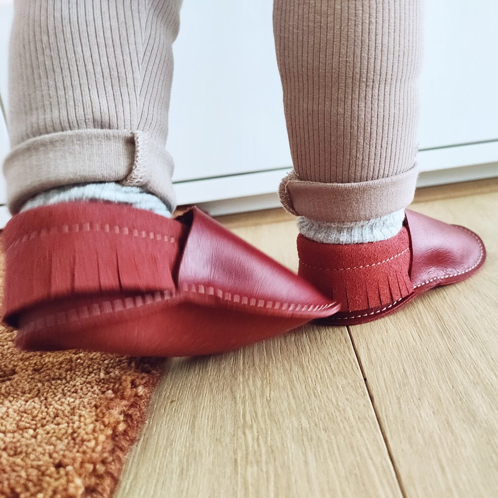 Deep Red (Grainy Vegetarian Leather) 1 - (0-12 months) - Soft sole 12cm
