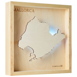 MALLORCA - MAPA DE LUZ DE LA ISLA (LED) de madera 3D