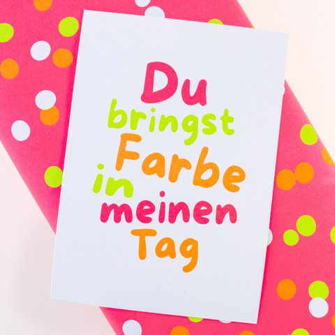 Ansichtkaart "Jij brengt kleur in mijn dag" gemaakt van gerecycled papier