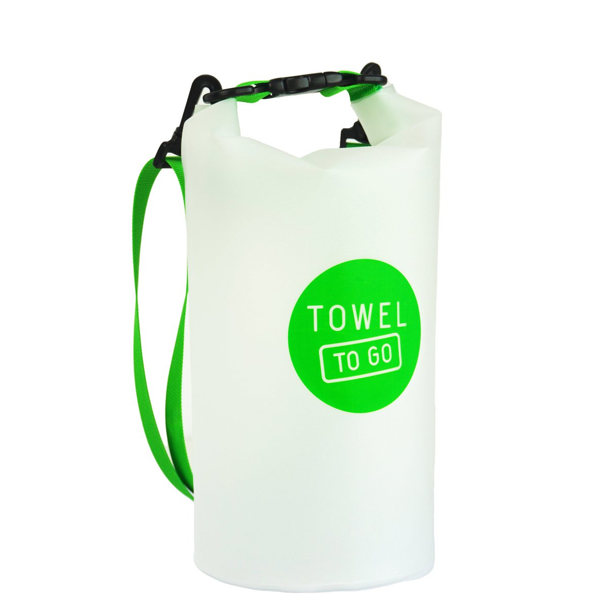 TOWEL TO GO Roll N Go Dry Bag 5L | Wasserdichte transparente Strand-Pool-Surftasche | Grün