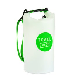 TOWEL TO GO Roll N Go Dry Bag 5L | Wasserdichte transparente Strand-Pool-Surftasche | Grün