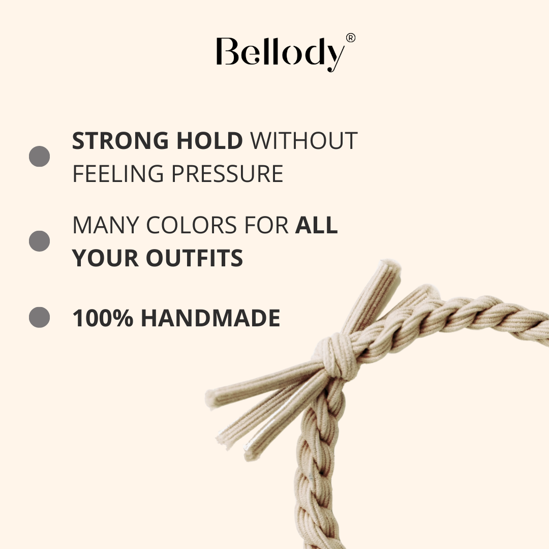 Haargummis Beige - Bellody®(4 Stk.) - Stylisch geflochtene Haargummis