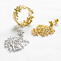 Pendiente árbol Nyssa oro plata