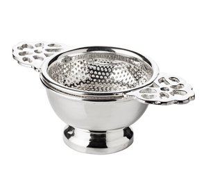 EDZARD tea strainer Assam tea filter with holder, heavy silver plated, diameter 6 cm, length 11 cm, height 4 cm