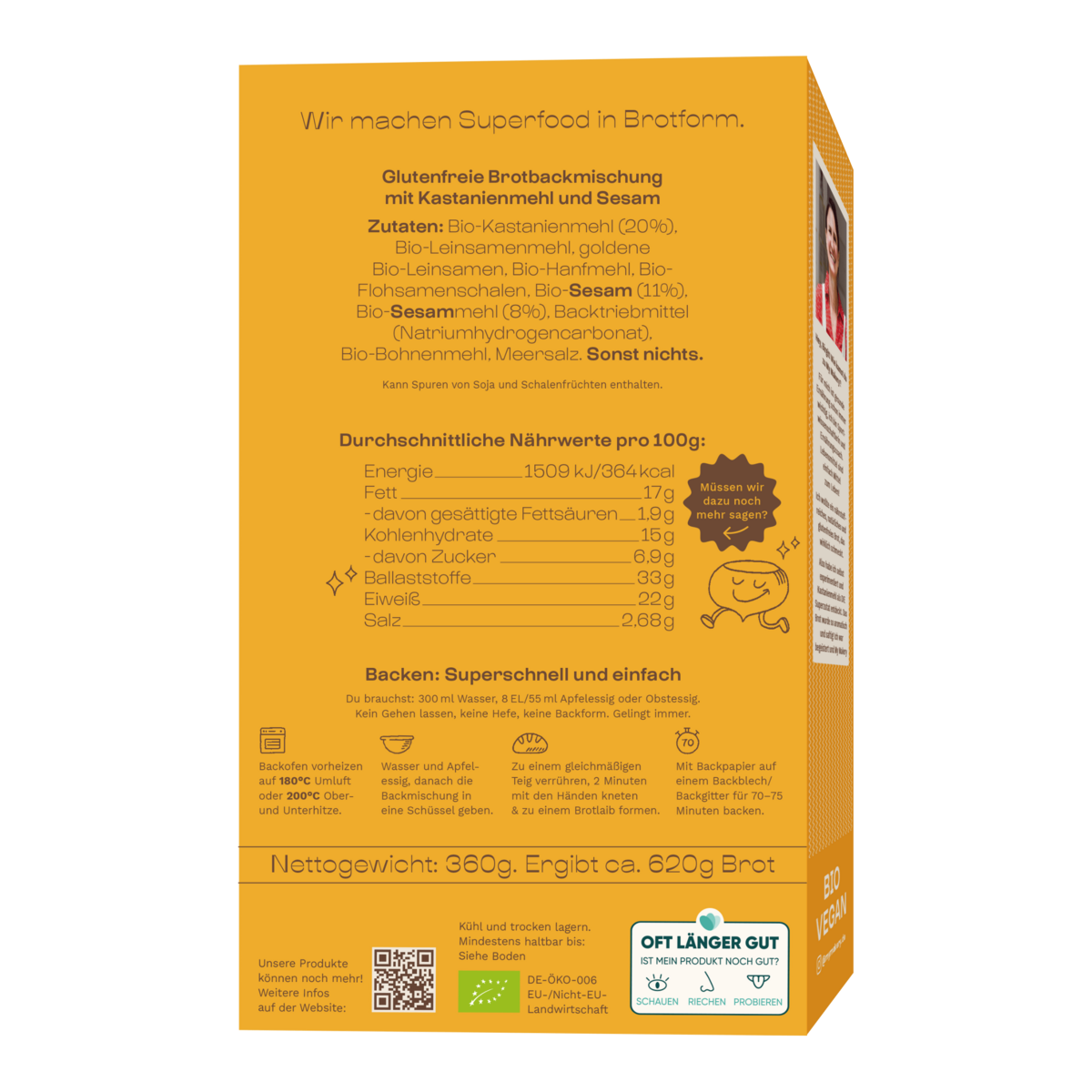 Glutenfreie Maronibrot Backmischung Sesam