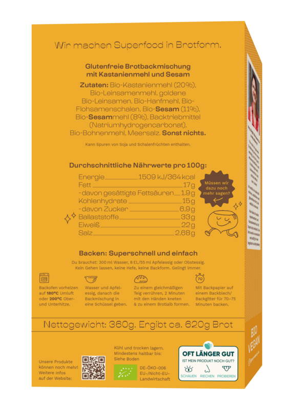 Glutenfreie Maronibrot Backmischung Sesam