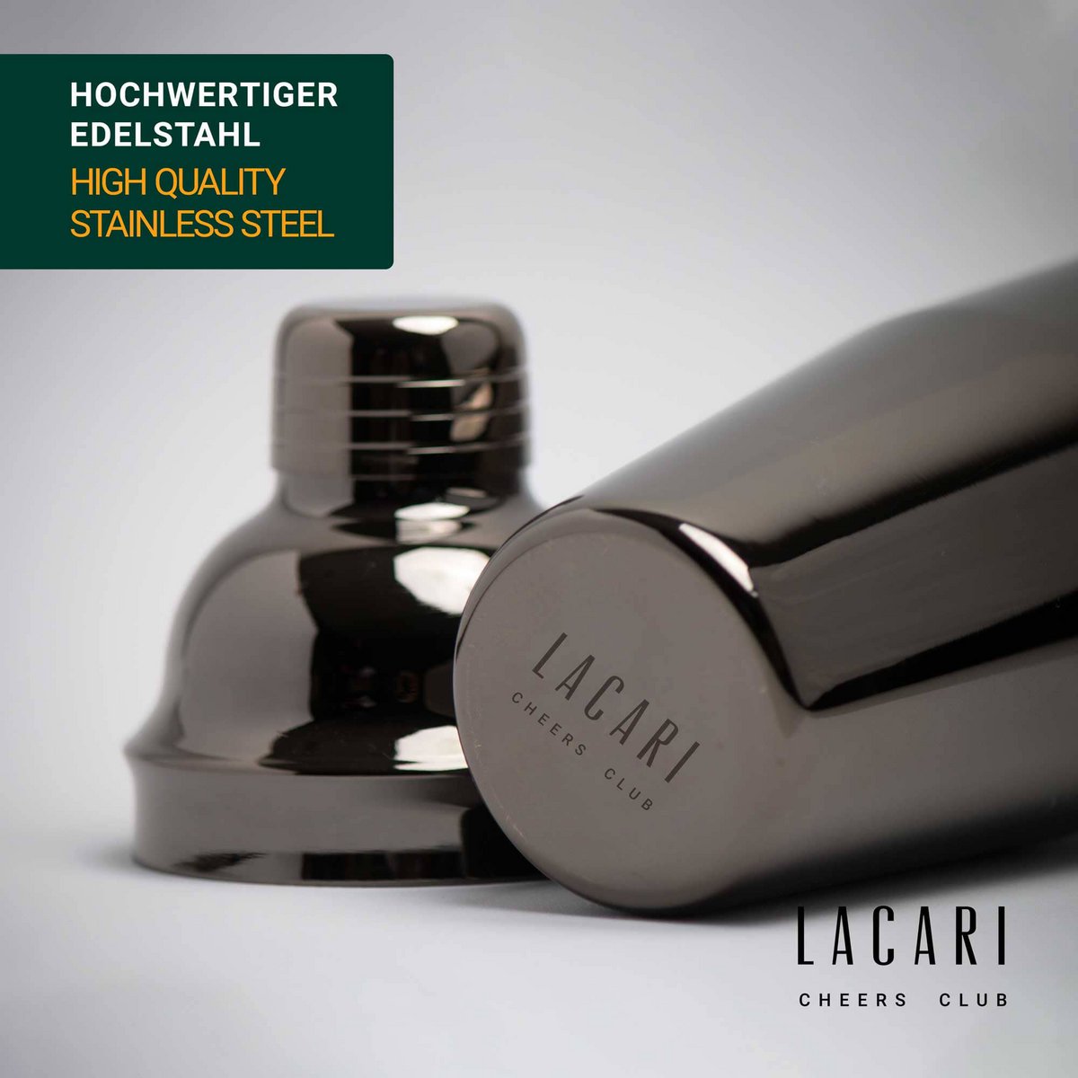 LACARI Premium Cocktailset | 3-delige barmanset | roestvrij staal | Zwart