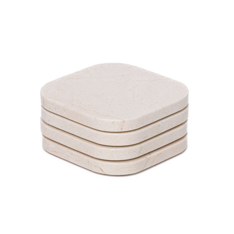 Coaster marmor - økologisk - beige sæt med 4 stk - 10x10x1cm