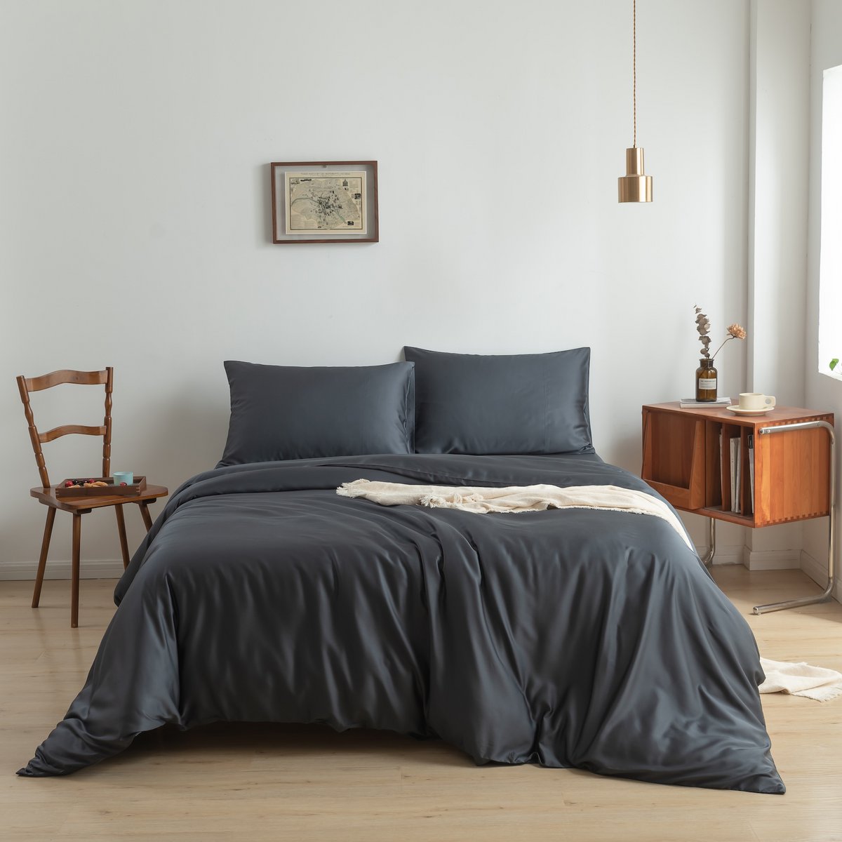 Dark blue bamboo duvet cover Premium - 400TC Tanboocel - 100% bamboo - Space Blue