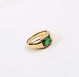 Lola - Green Stone Statement Gold Band