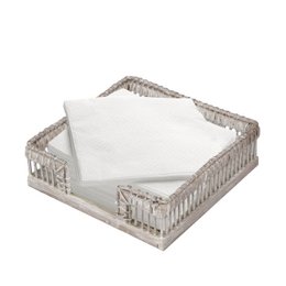 Servilletero de mimbre de bambú para invitados, recipiente para toallas de mano y dispensador