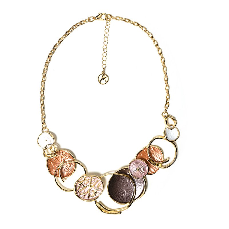 Emaille kruisende schijven en ringen ketting
