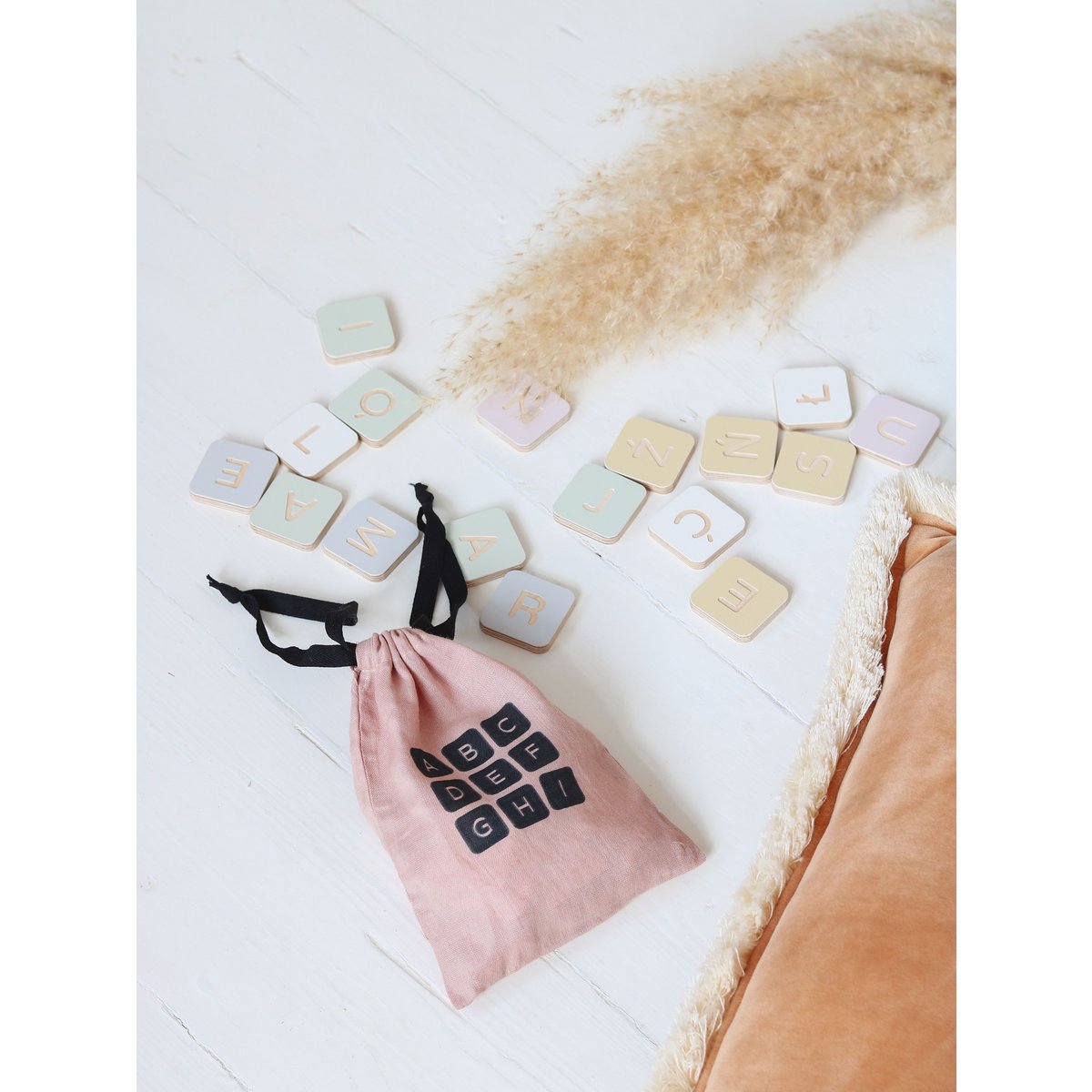Colorful alphabet, wooden blocks, learning toy