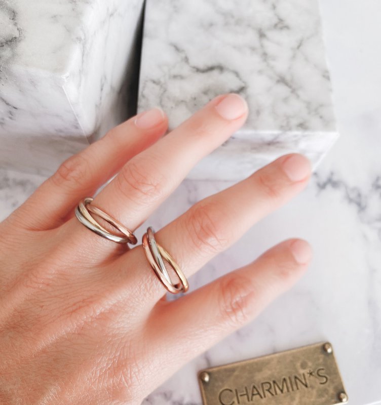 R1067 Rolling Anxiety Fidget Ring Rose Gold Stålfarve