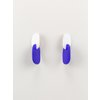 Hammered copper earrings with blue and white lacquer