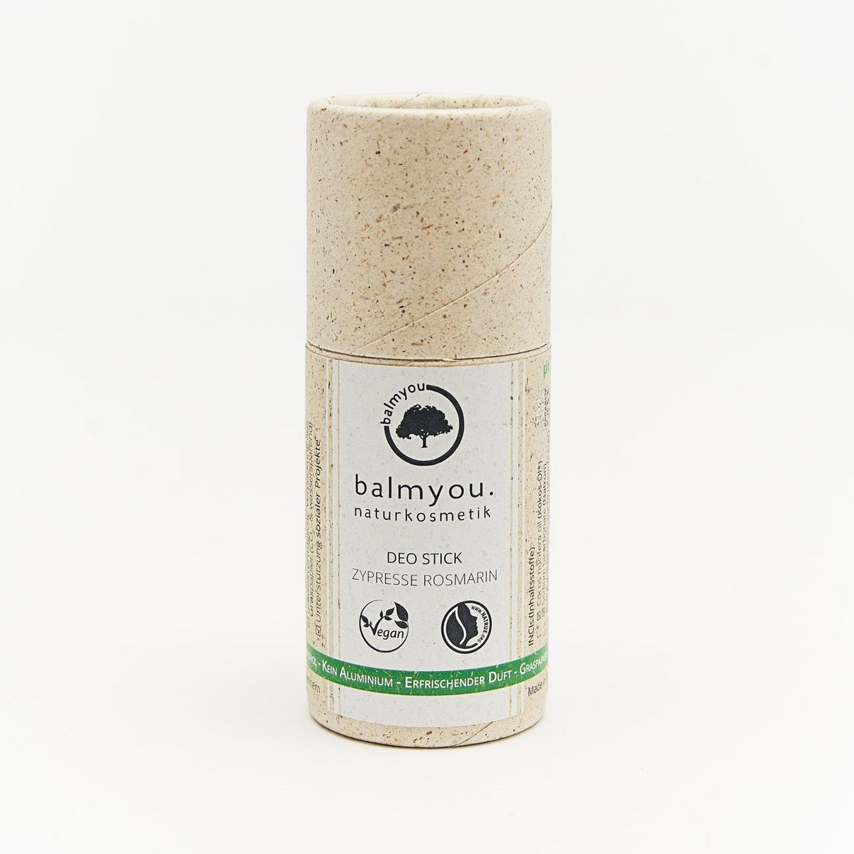 balmyou deodorant stick cypress rosemary (50 g): handmade, grass paper tube, vegan, fresh scent