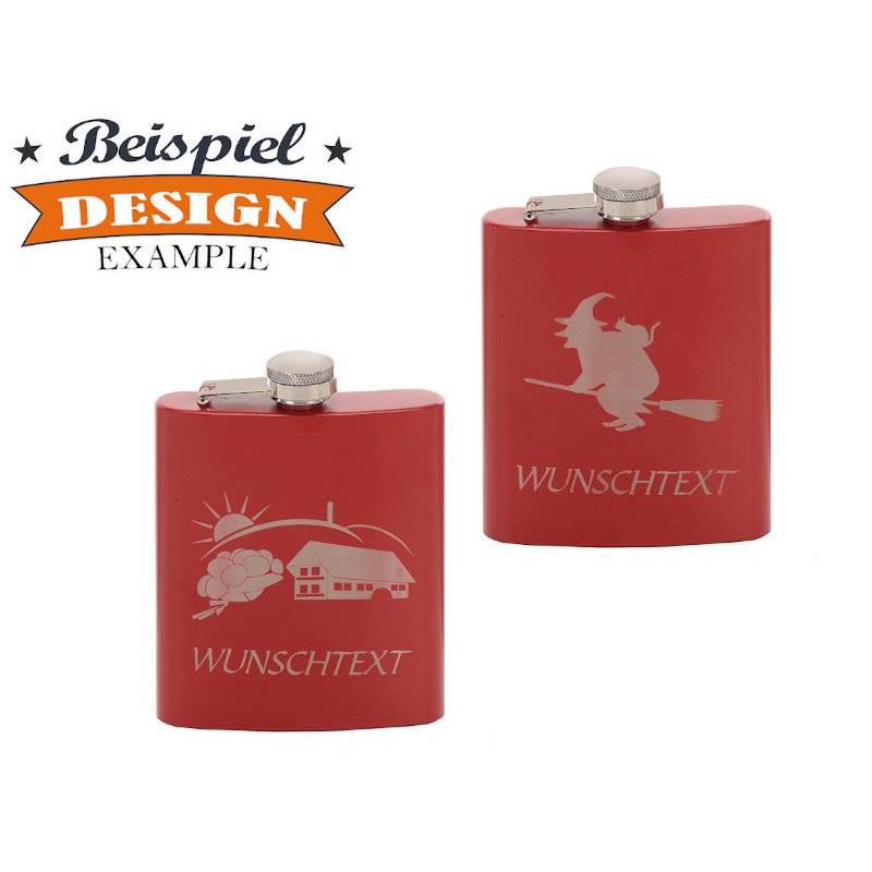Metalen heupfles, rood, 200ml