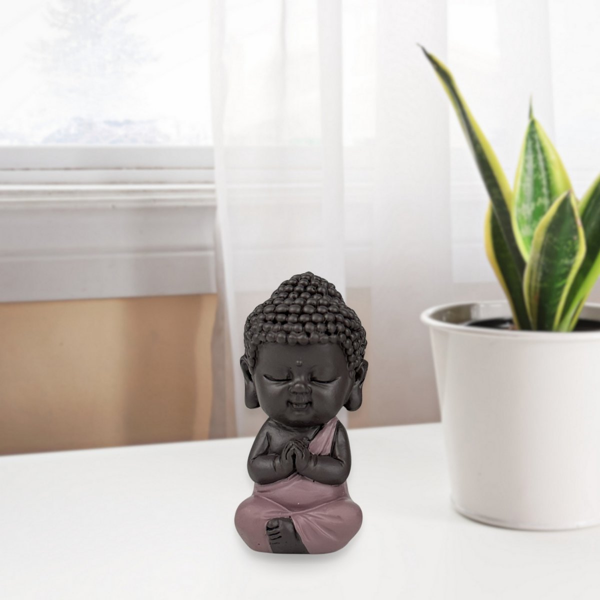 Buddha Statuette – Pink Toga – Zen and Feng Shui Decoration – Spiritual and Relaxed Atmosphere – Decorative Gift Idea