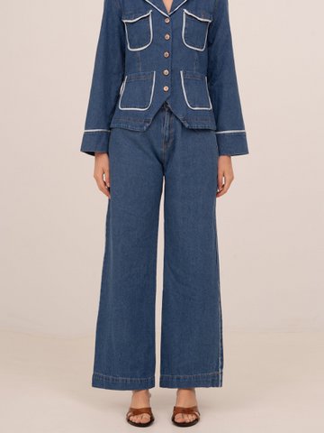 Hose mit weitem Bein aus Flash-Denim