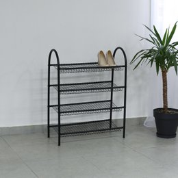 Scarpiera in metallo 4 strati di Naturn Living | Scarpiera | Deposito scarpe | Sistema di archiviazione | Scarpiera trasparente | Organizzatore di scarpe | nero opaco