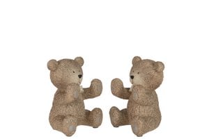J -Line Bookend Teddy - Polyresin - Hellbraun - 2 Teile
